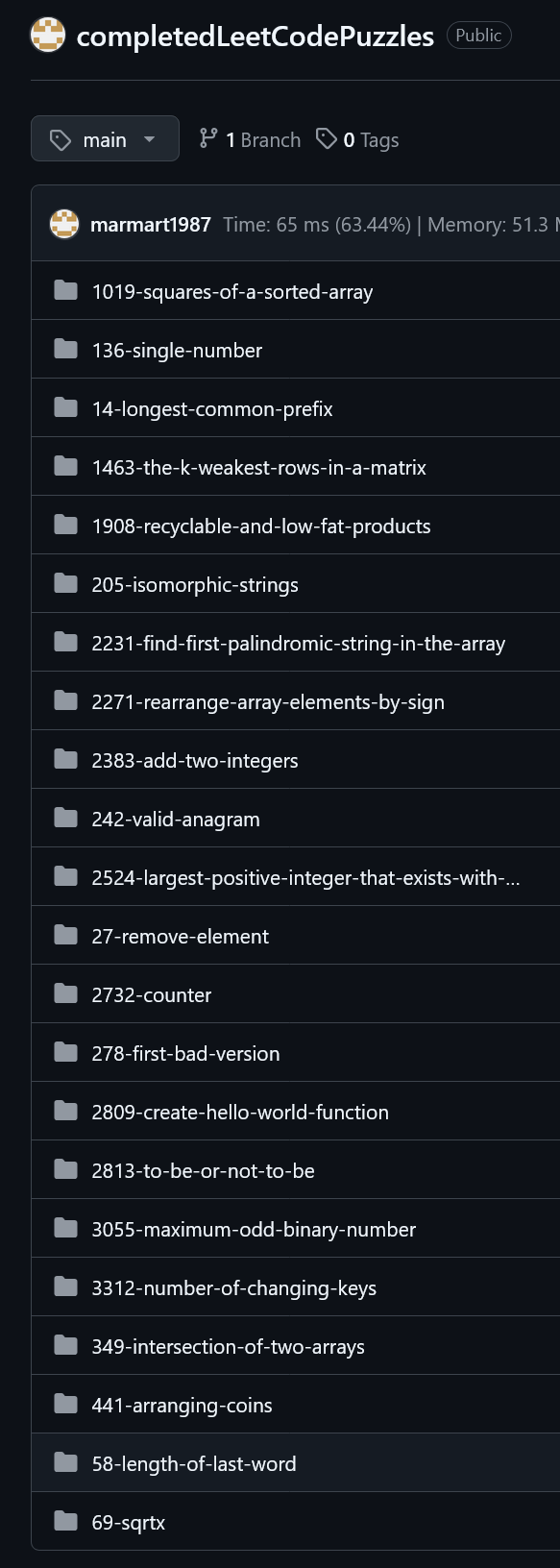 Completed Leetcode Puzzles